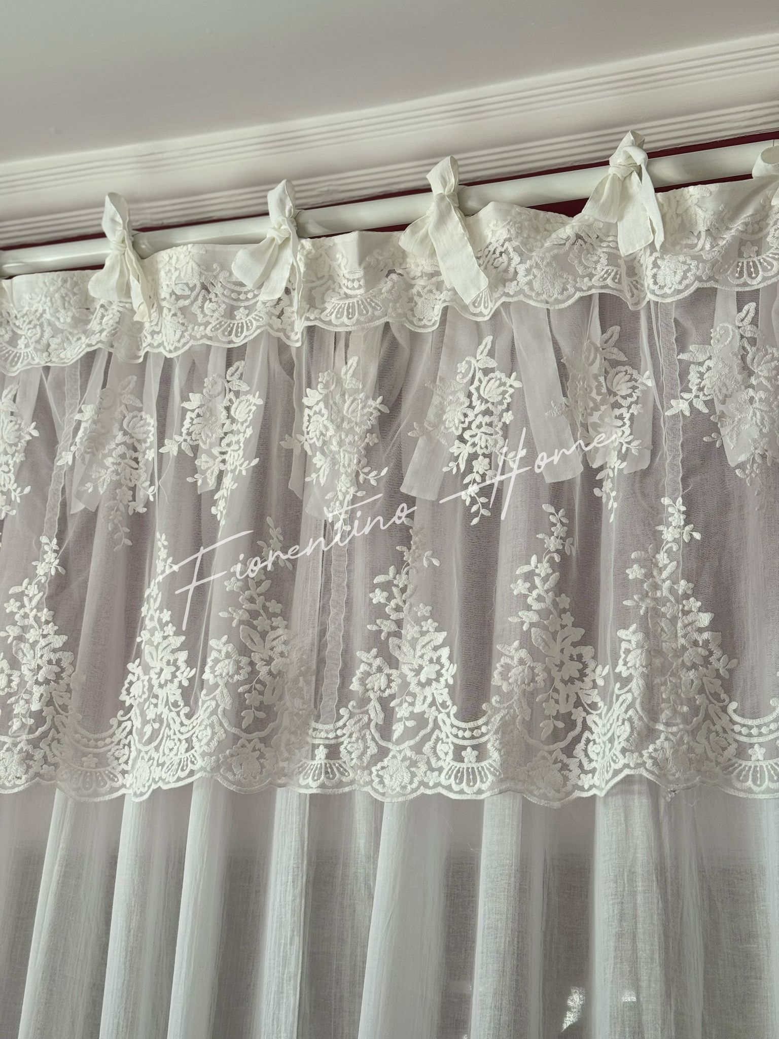 Mantovana sartoriale pizzo Royal c/coulisse bianco naturale - 150x60 cm - Charme Home Textile - Foto 4